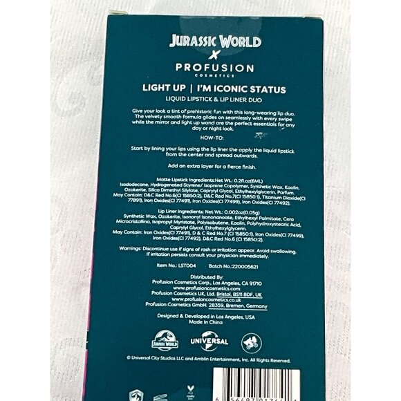 Jurassic World X Profusion Liquid Lipstick & Lip Liner Duo I'm Iconic Status (Da - Picture 2 of 2